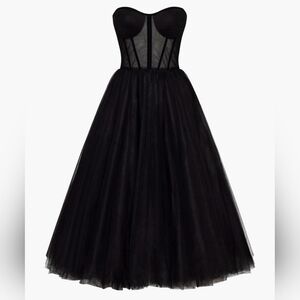 Milla Black Strapless Puffy Midi Tulle Dress XL